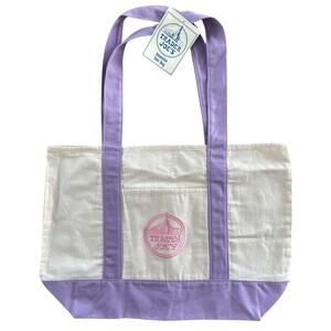 Trader Joe’s Reusable Canvas Tote Bag Lavender Purple Pink Logo Shopping Bag NWT